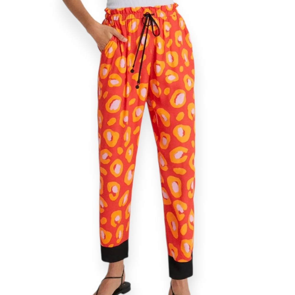 Farm Rio for Anthropologie Hestia Leopard Festival Jogger Pants